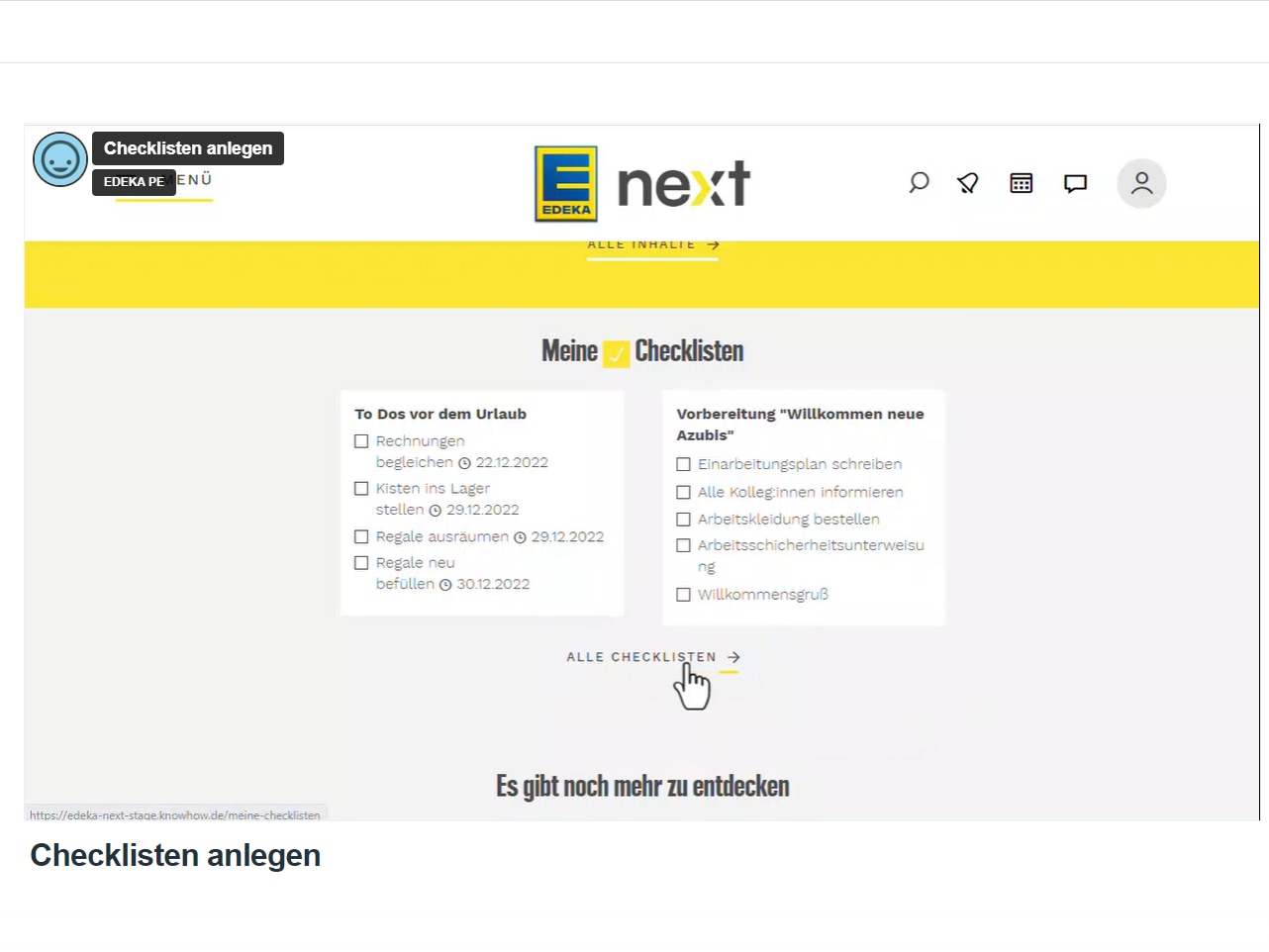 Screenshot der Checklisten