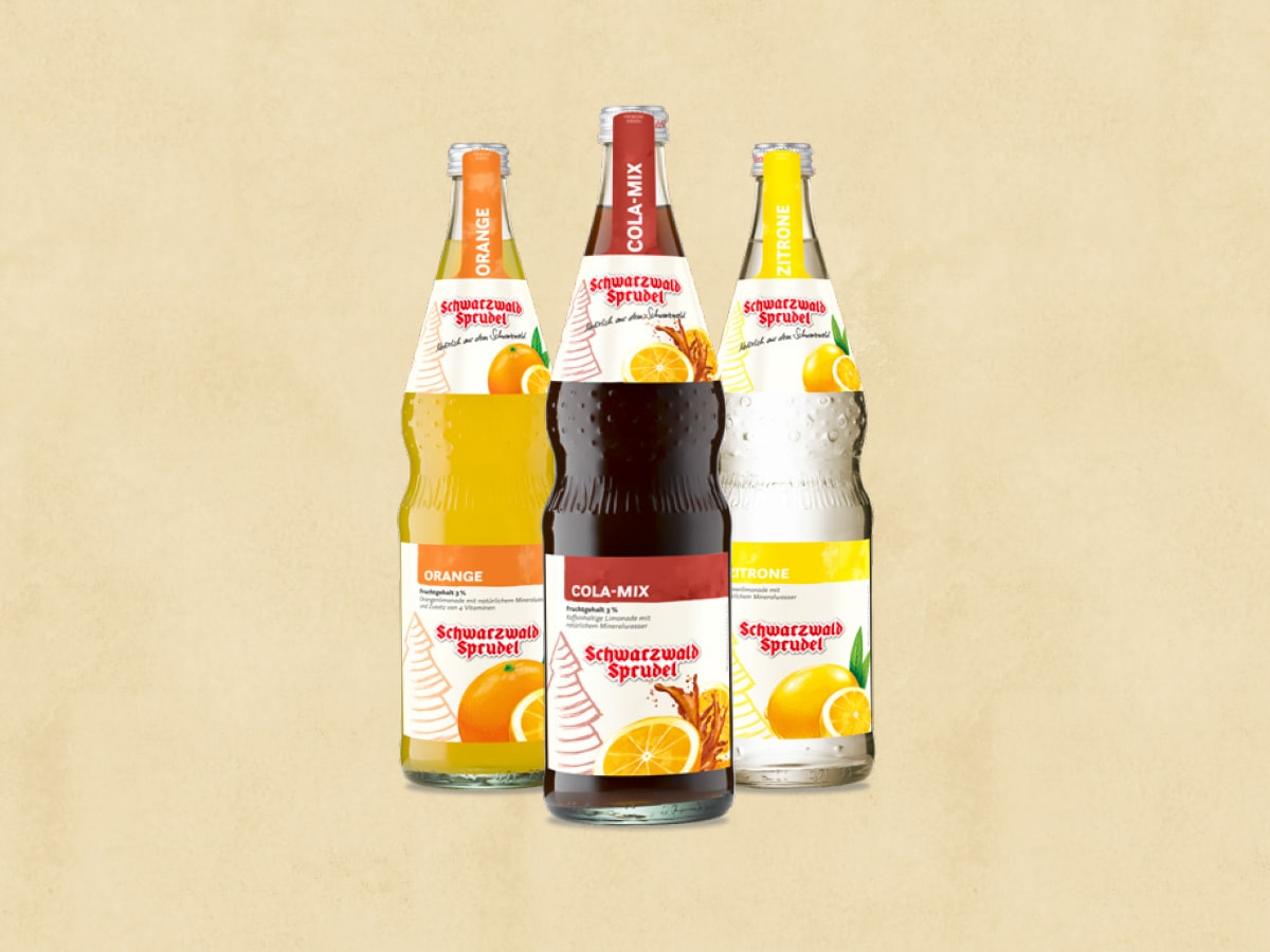 EDEKA Südwest Schwarzwald-Sprudel Mineralwasser Quelle Pure Klassiker Cola Mix Orange Zitrone Limonade