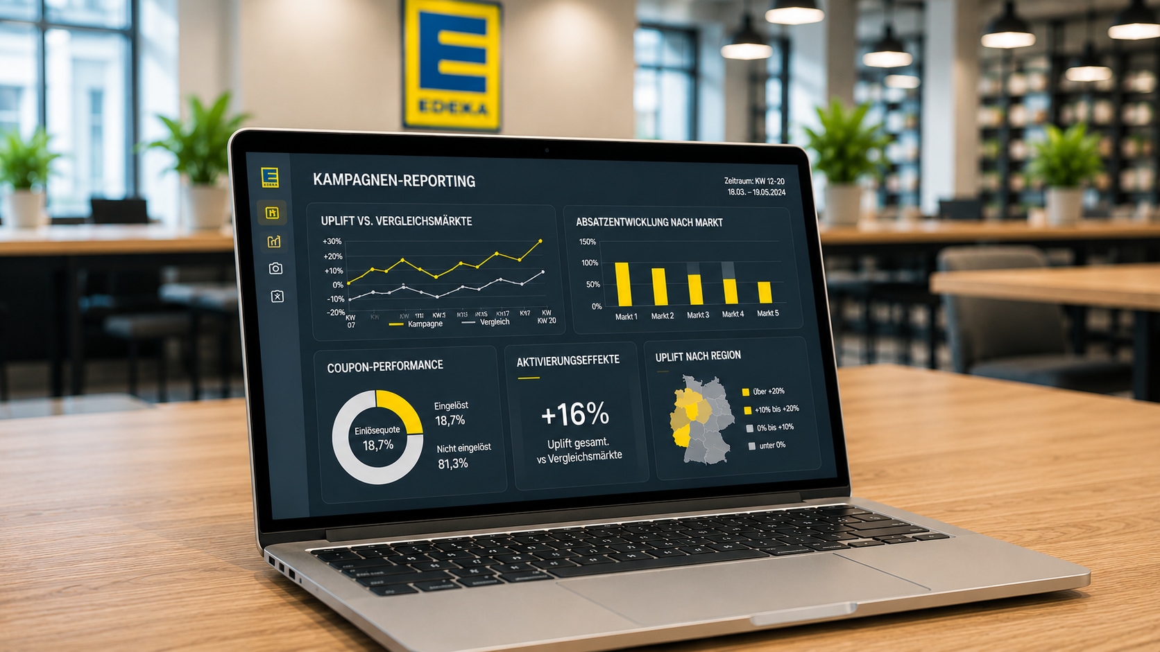 Dashboard Darstellung auf Laptop