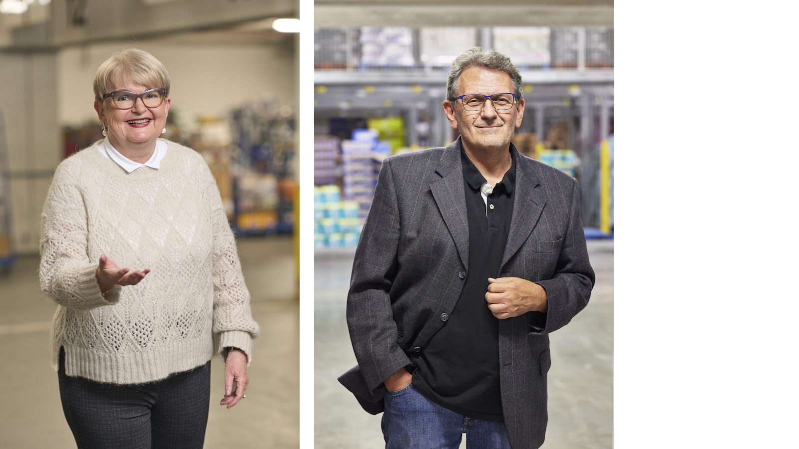 Christa Hehl und Peter Nikolai führen die Besuchergruppen bei einer Betriebsbesichtigung am Logistikstandort Ellhofen.